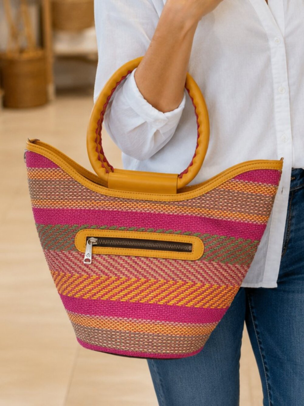 Patricia Nash Woven Leather Hobo Shoulder Bag Multicolor HD4829